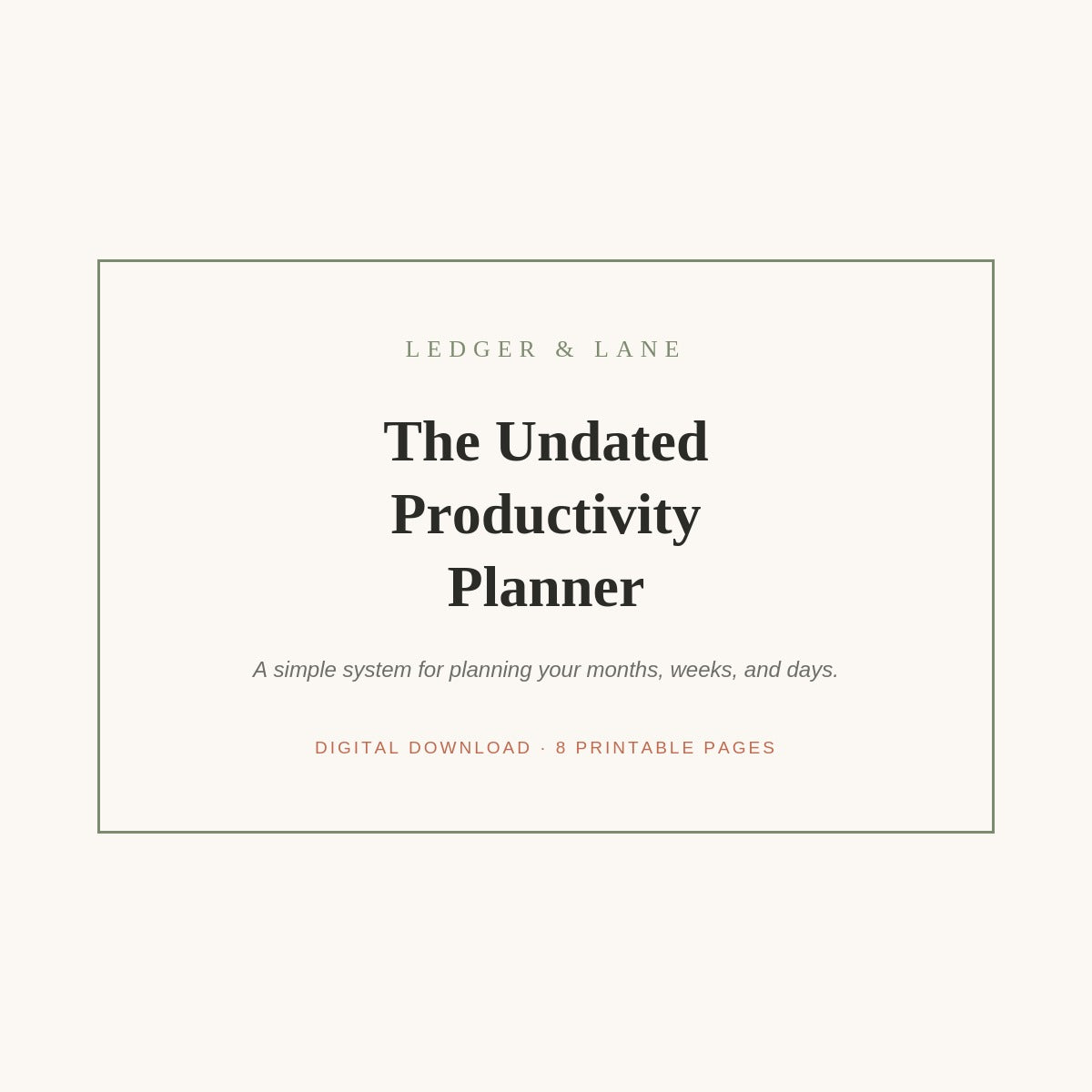The Undated Productivity Planner